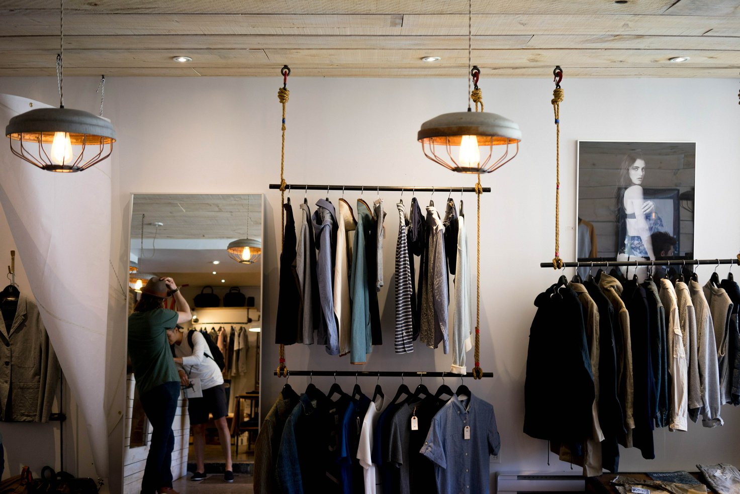 Clothing Store Filled With Racks